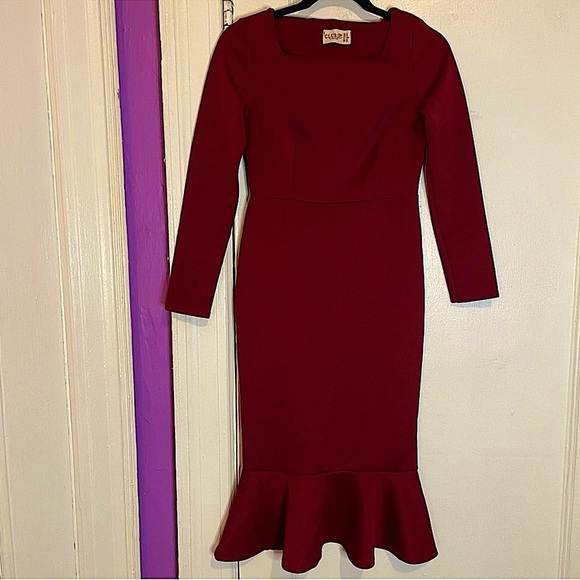 knee length dresses for ladies Letitia Pale Pink Scoop-Neck Embellished Wrap Midi Dress  Club L London